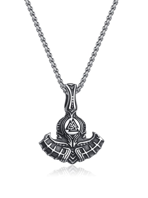 GX2254 pendant [with pearl chain 3*55cm] Titanium Steel Triangle Hip Hop Necklace